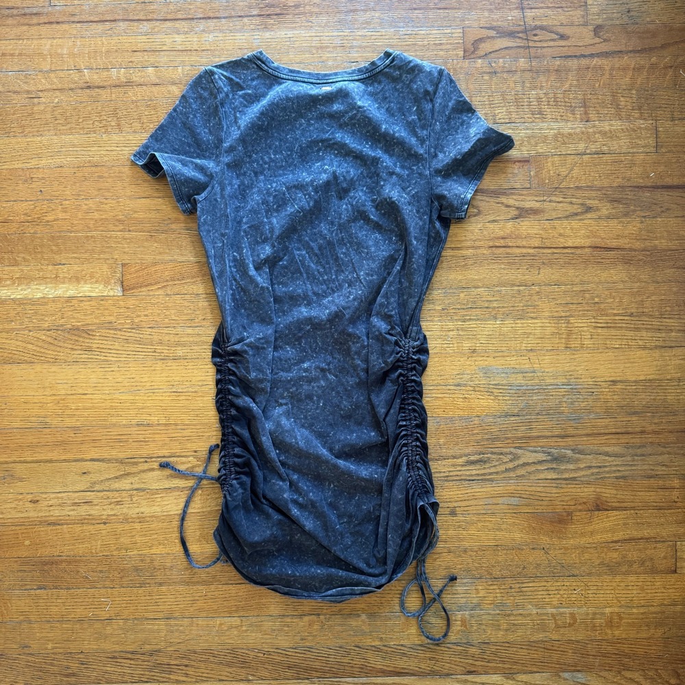 PINK Victoria's Secret Acid Wash Ruched Side T-Shirt Mini Dress Gray Large - Picture 7 of 8